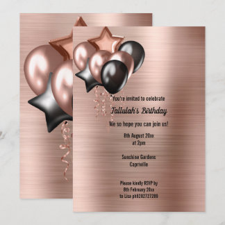 BRONZE METALLIC BUNCH DER BALLOONEINLADUNG EINLADUNG