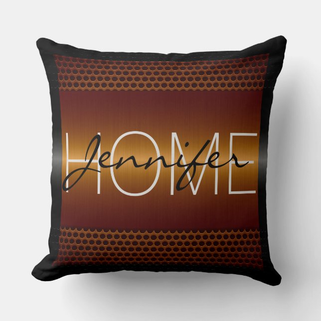 Bronze Metallic Holes Metal Look Monogram Kissen (Vorderseite)