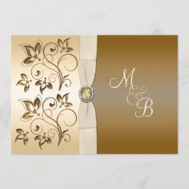 Bronze mit Elfenbein-Band-mit Monogramm Einladung