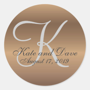 Bronze Monogram Phantastisch Fab Runder Aufkleber