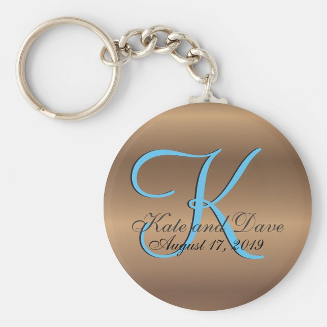 Bronze Monogram Phantastisch Fab Schlüsselanhänger (Vorne)