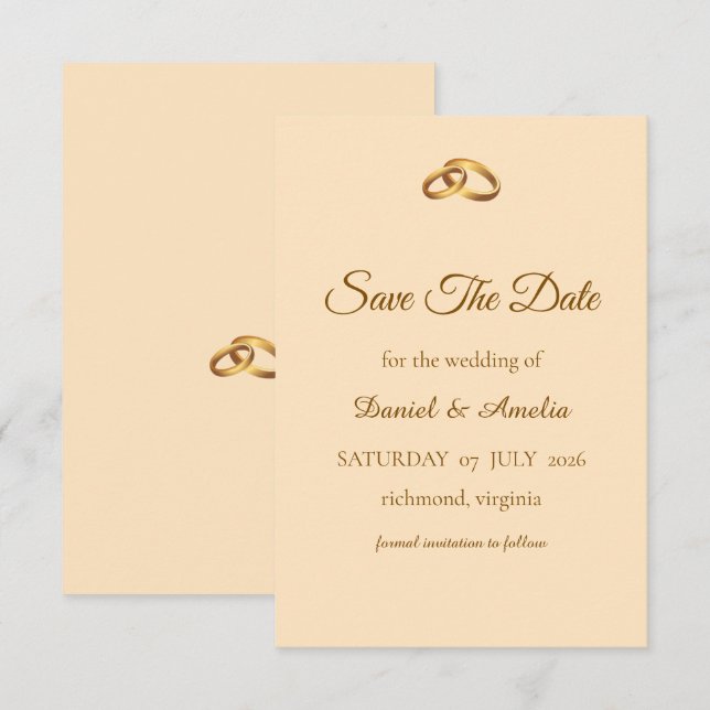 Bronze-Monogramm Speichern Sie das Datum  Save The Date (Vorne/Hinten)