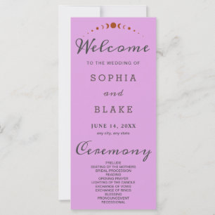 Bronze Moon Phases Plum Lila Hochzeitsprogramm