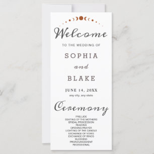 Bronze Moon Phases White Wedding Program