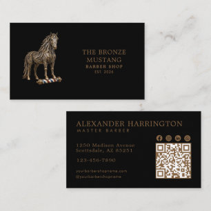 Bronze Mustang Professioneller Friseursalon Qr Cod Visitenkarte