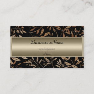 Bronze Noir Brown Floral Élégant Carte de visite