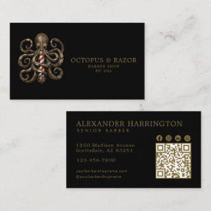 Bronze Octopus Professional Friseursalon QR-Code Visitenkarte