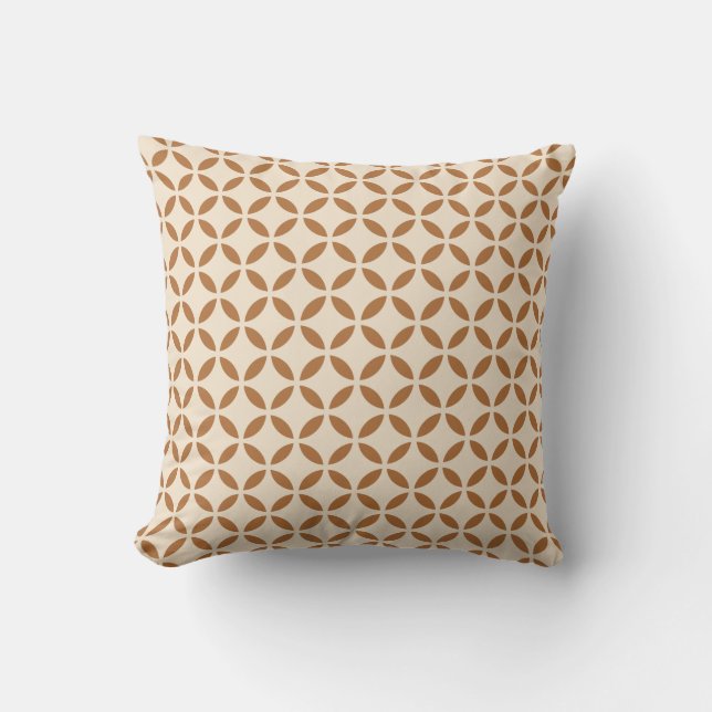 Bronze Off-White Blume Petal Geometric Muster Kissen (Vorderseite)