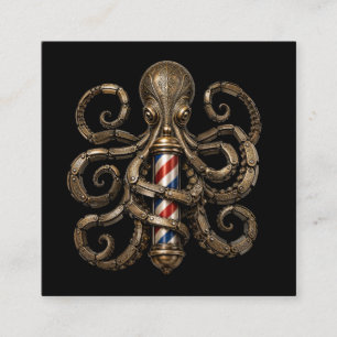 Bronze-Oktopus-Rasiermesser-Friseursalon-Logo Hair Quadratische Visitenkarte