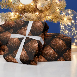 Bronze Orange Brown Glitzer Glitzern Kachelmuster Geschenkpapier