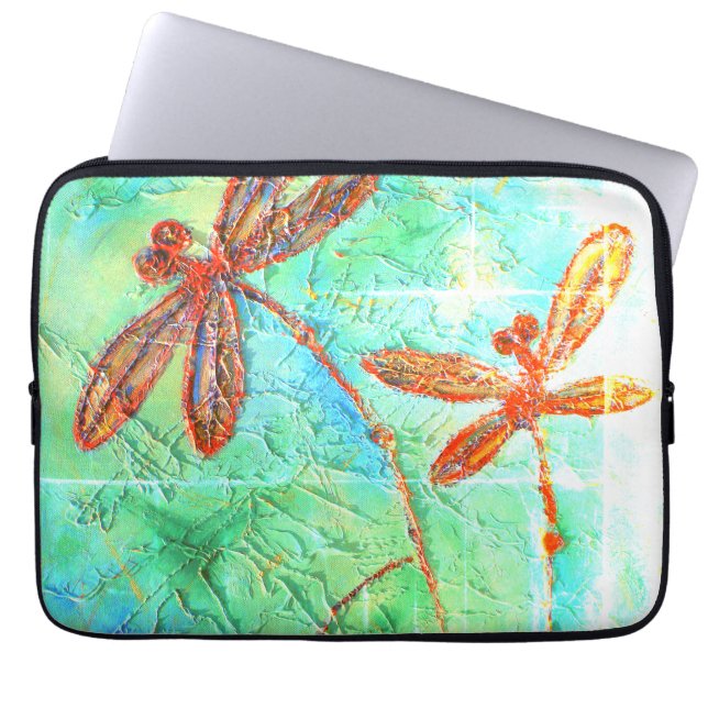 Bronze Orange Dragonfly Splash Laptopschutzhülle (Vorderseite)