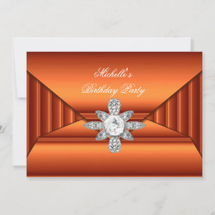 Bronze Orange Geburtstagsfeier Juwel-Tasche Ausseh Einladung