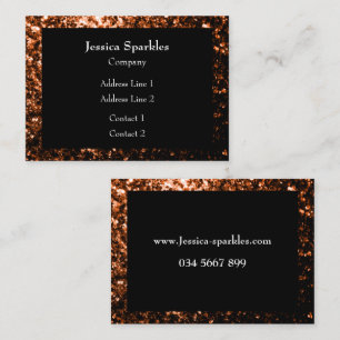 Bronze orangebraun kupferfarbene falsche Glitter F Visitenkarte