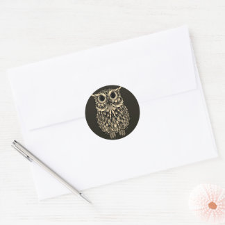 Bronze Owl Owls Muster Runder Aufkleber