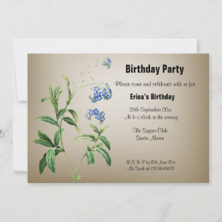 Bronze Party aus Metallic mit blauen Blumen laden  Einladung