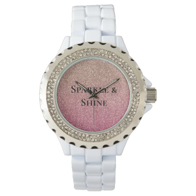 Bronze Pink Imitats Glitzer Armbanduhr (Vorderseite)