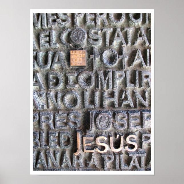 Bronze Plaque Jesus Sagrada Familia Foto Poster (Vorne)