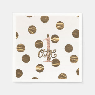 Bronze Polka Dots Rose Gold 1 1 1. Geburtstag Serviette