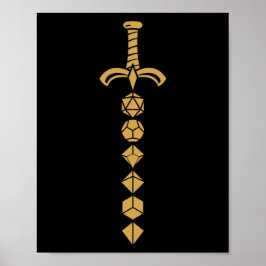 Bronze Polyhedral Dice Sword Tabletop RPG Poster