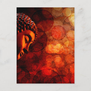 Bronze Red Zen Buddha Statue Meditating Postkarte