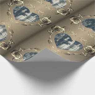 Bronze Rose Herz Rahmen Ihr Foto Wrapping Geschenkpapier