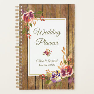 Bronze Rose Wood Floral Wedding Planer