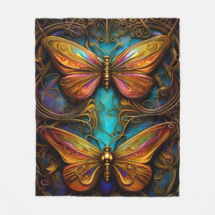 Bronze-Schmetterlinge auf Aqua Blue Fleecedecke