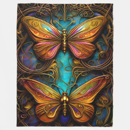 Bronze-Schmetterlinge auf Aqua Blue Fleecedecke