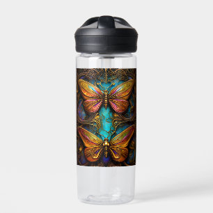 Bronze-Schmetterlinge auf Aqua Blue Trinkflasche