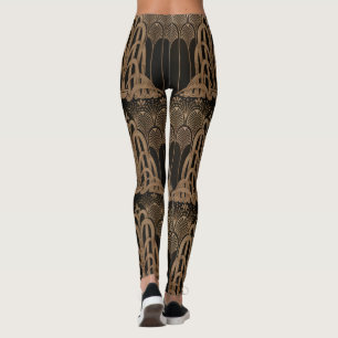 Bronze, Schwarz, Deko, Jugendstil, Blumenmuster Leggings