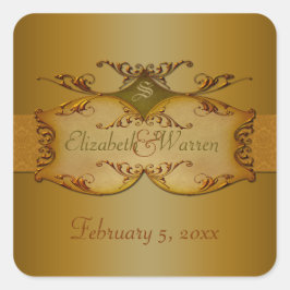 Bronze Scrolls Wedding Sticker