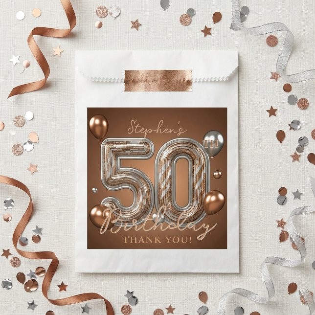 Bronze Silver Metallic 50th Birthday Thank You Geschenktütchen (Von Creator hochgeladen)