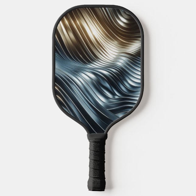 Bronze Silver Metallic Waves Pickleball Paddel Schläger (Rückseite)