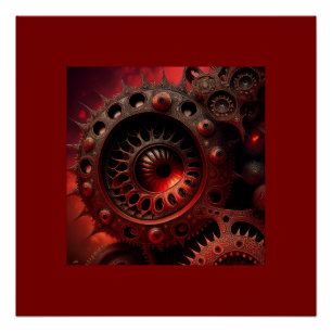Bronze-Steampunk-Mandelbrot-Fraktal Poster