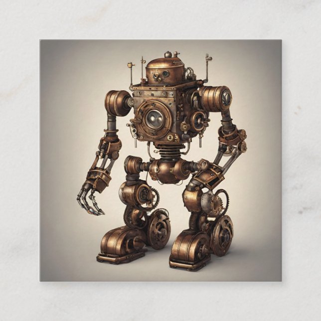 Bronze-Steampunk-Roboterskulptur Begleitkarte (Vorderseite)