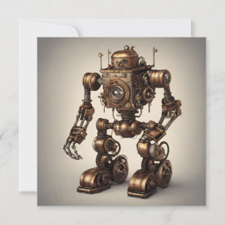 Bronze-Steampunk-Roboterskulptur Einladung