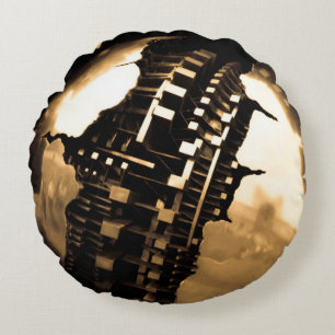 Bronze-Steampunk-Skulptur Rundes Kissen