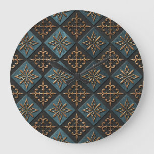 Bronze Textur mit Schnitzmuster. Große Wanduhr