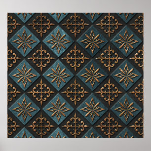 Bronze Textur mit Schnitzmuster. Poster