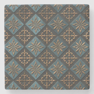 Bronze Textur mit Schnitzmuster. Steinuntersetzer