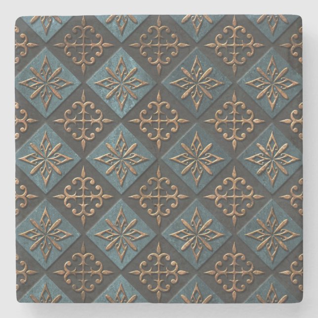 Bronze Textur mit Schnitzmuster. Steinuntersetzer (Vorderseite)