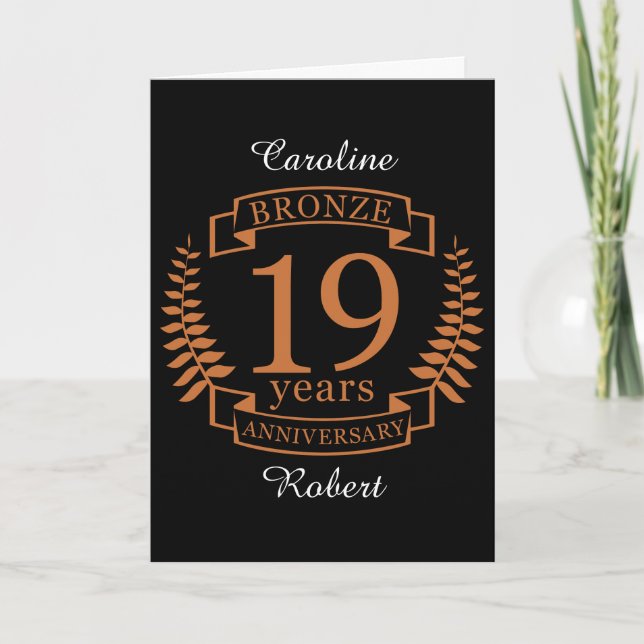 Bronze traditionellen Hochzeitstag 19 Jahre Karte (Vorderseite)