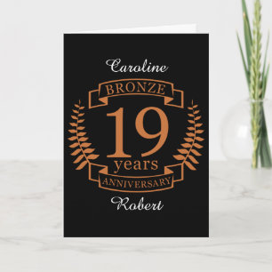 Bronze traditioneller Hochzeitstag 19 Jahre Karte