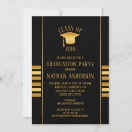 Bronze und Gold Gradient auf Black Graduation Part Einladung