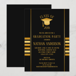 Bronze und Gold Gradient auf Black Graduation Part Einladung