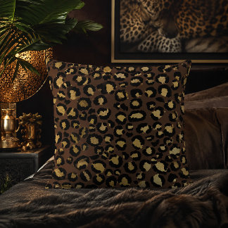 Bronze- und Gold-Leopardenprint-Muster Kissen