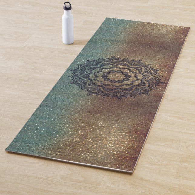 Bronze und Green Shimmery Mandala Yoga Mat Yogamatte (Beispiel)