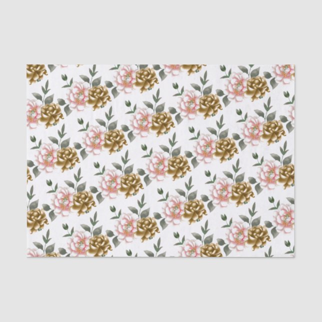 Bronze- und Pink-Peony-Tissue Seidenpapier (Vorderseite)
