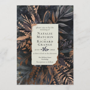 Bronze und Slate Moody Bouquet Wedding Einladung