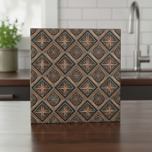 Bronze- und Teal-Metall mit Patina #16 ID1227 Fliese